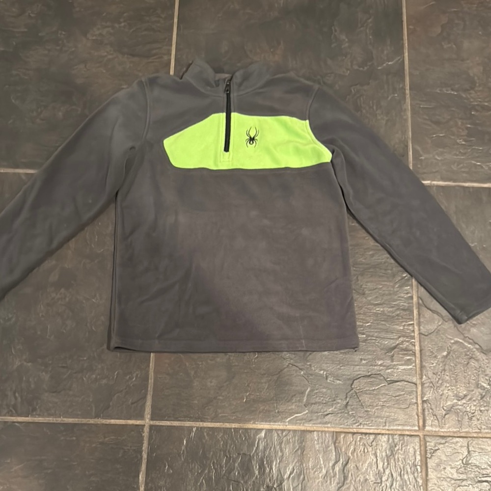 Spyder Gray and Neon Green Fleece Pullover